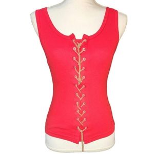 DEADSTOCK Vintage Y2k MUDD Red Lace Up Boho Tanktop sz Large new with tags